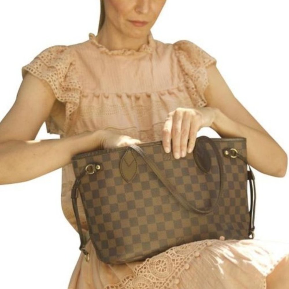 Auth Louis Vuitton Neverfull Pm Damier #36635L89B